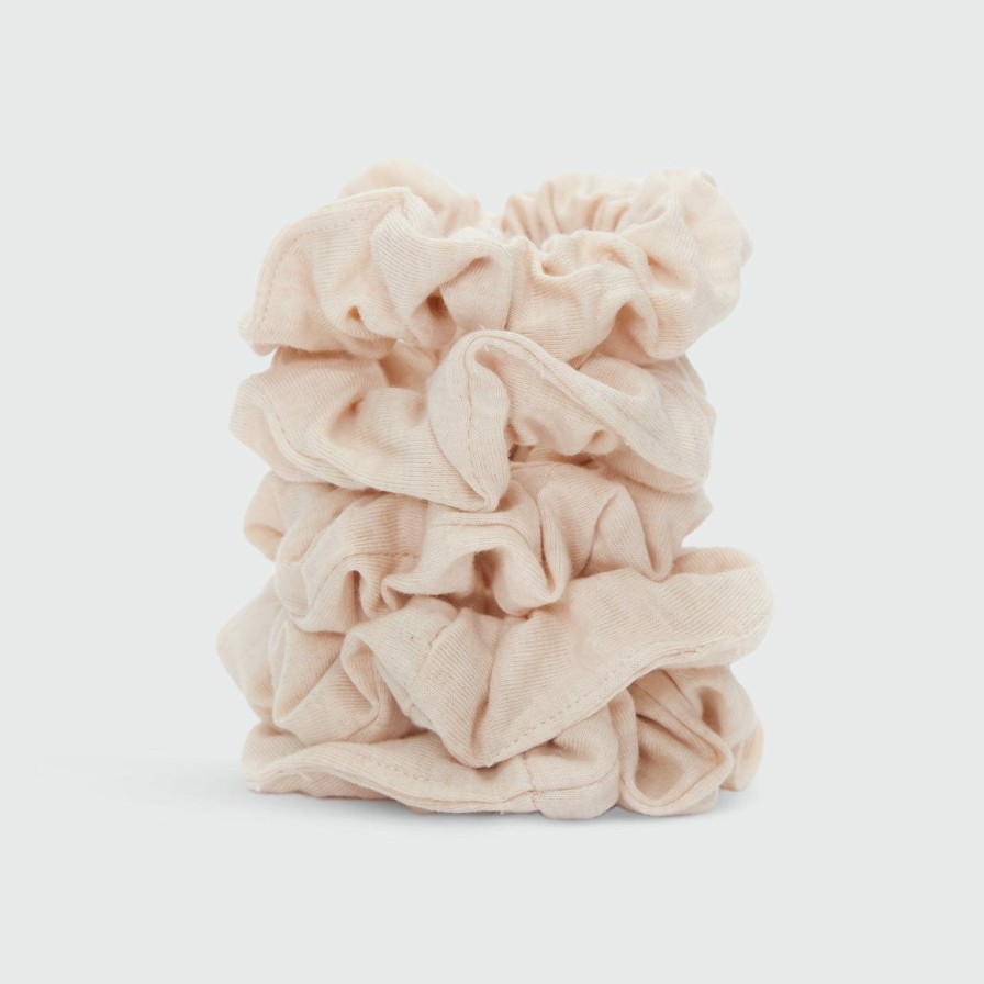 Accessoires Kitsch Gebreide Scrunchies Van Biologisch Katoen 5St - Creme