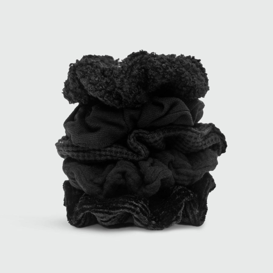 Accessoires Kitsch Diverse Geweven Scrunchies 5St - Zwart