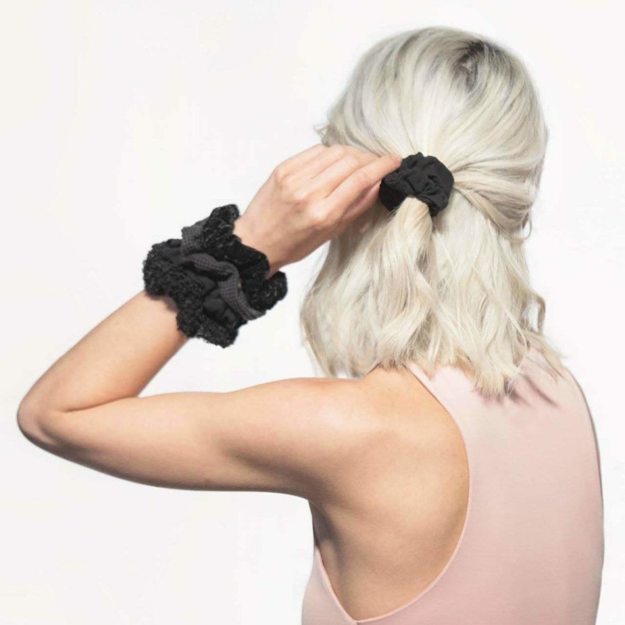 Accessoires Kitsch Diverse Geweven Scrunchies 5St - Zwart