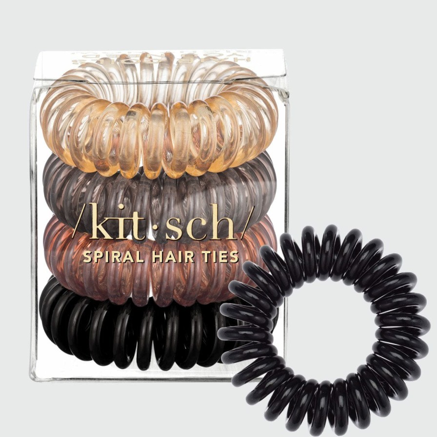 Accessoires Kitsch Spiraalvormige Haarbanden 4 St - Brunette