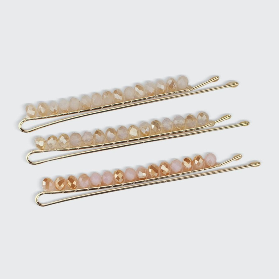 Accessoires Kitsch Beaded Metal Bobby Pinnen - Blush/Mauve